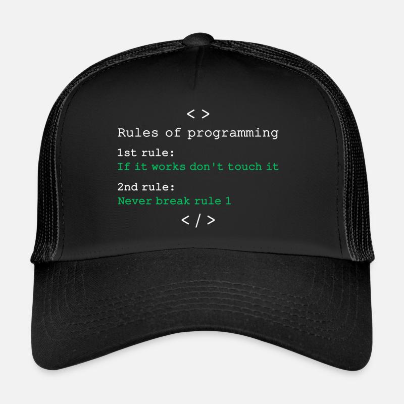 Regeln der Programmierung - Trucker Cap - Schwarz/Schwarz