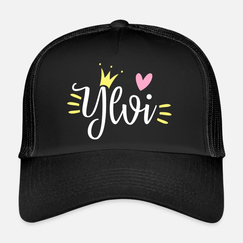 Ylvi Name Krone - Trucker Cap - Schwarz/Schwarz
