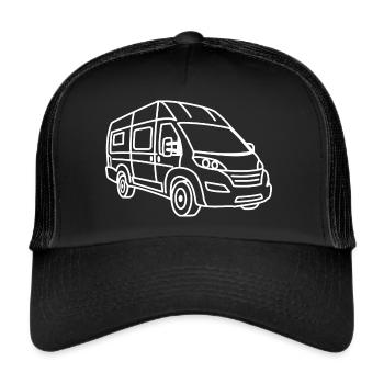 Kastenwagen / Camper Van - Front - Weiß - Trucker Cap - Schwarz/Schwarz - Vorne