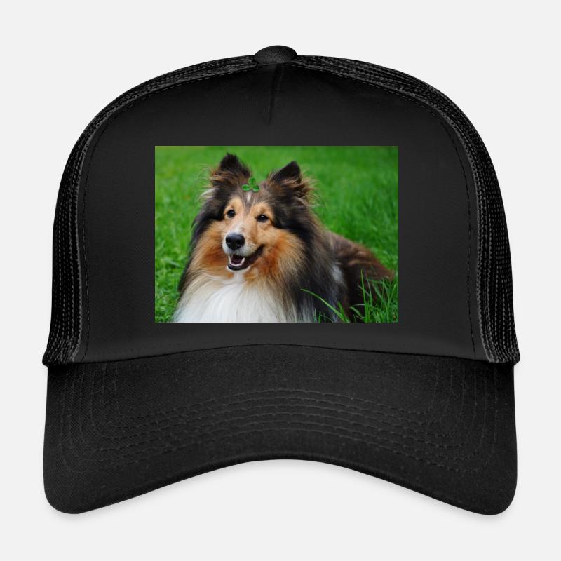 Happy Sheltie mi trèfle sur la tête, mignon Casquette trucker 