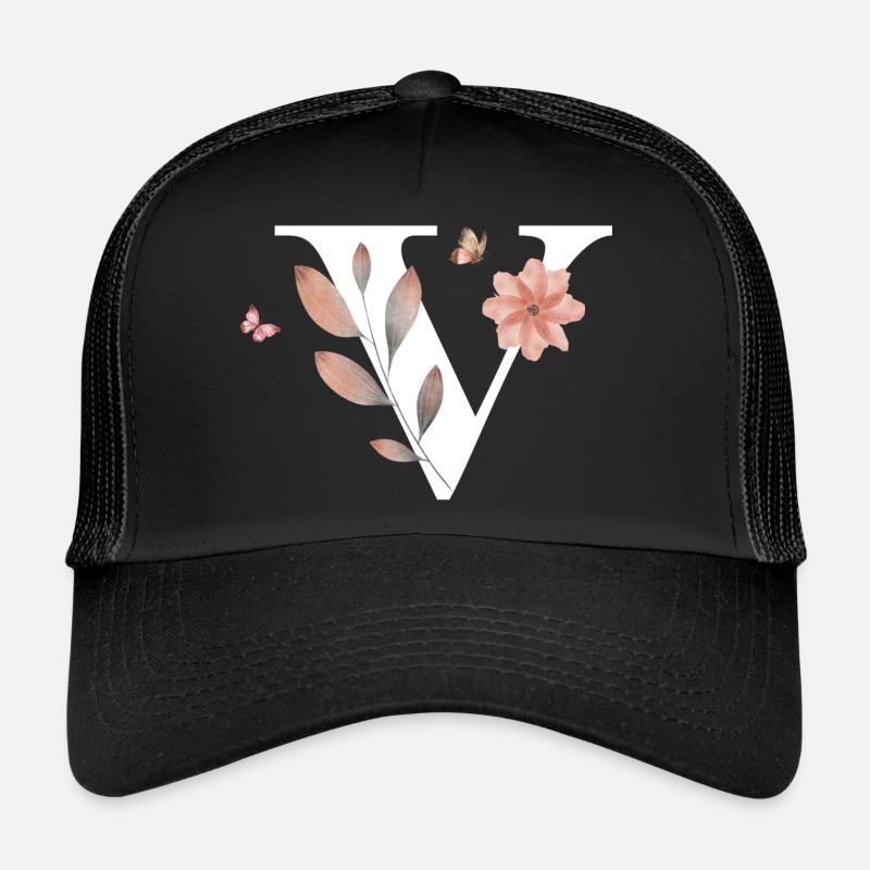 Buchstabe v Wildblumen Aquarelle Trucker Cap