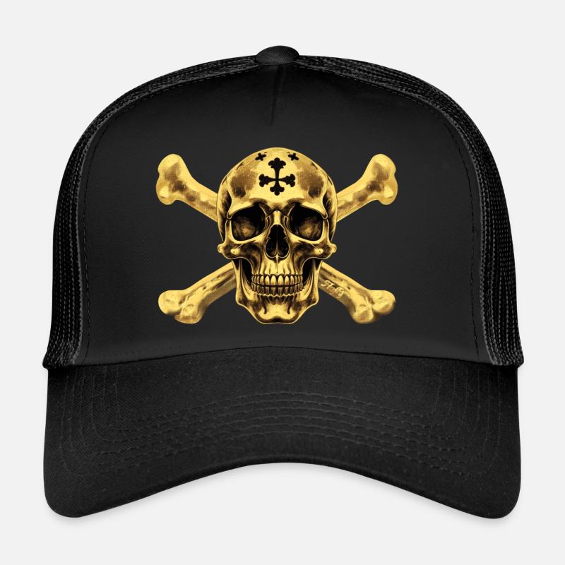 Crâne de pirate doré ☠ Casquette trucker 