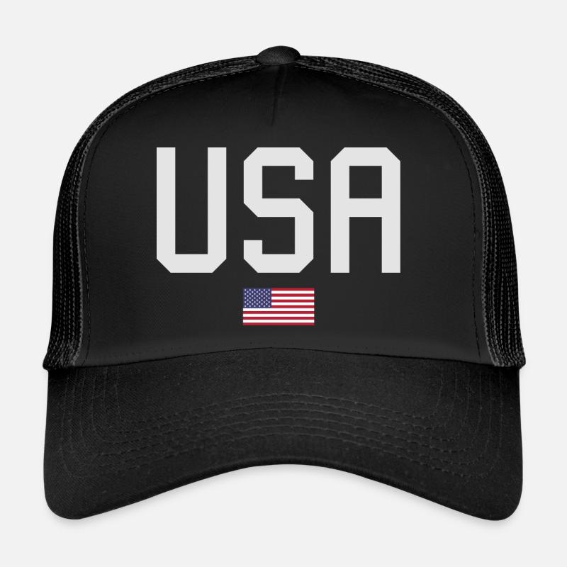 ÉQUIPE Bannière du drapeau américain des États-Unis en cours d’écriture Casquette trucker 