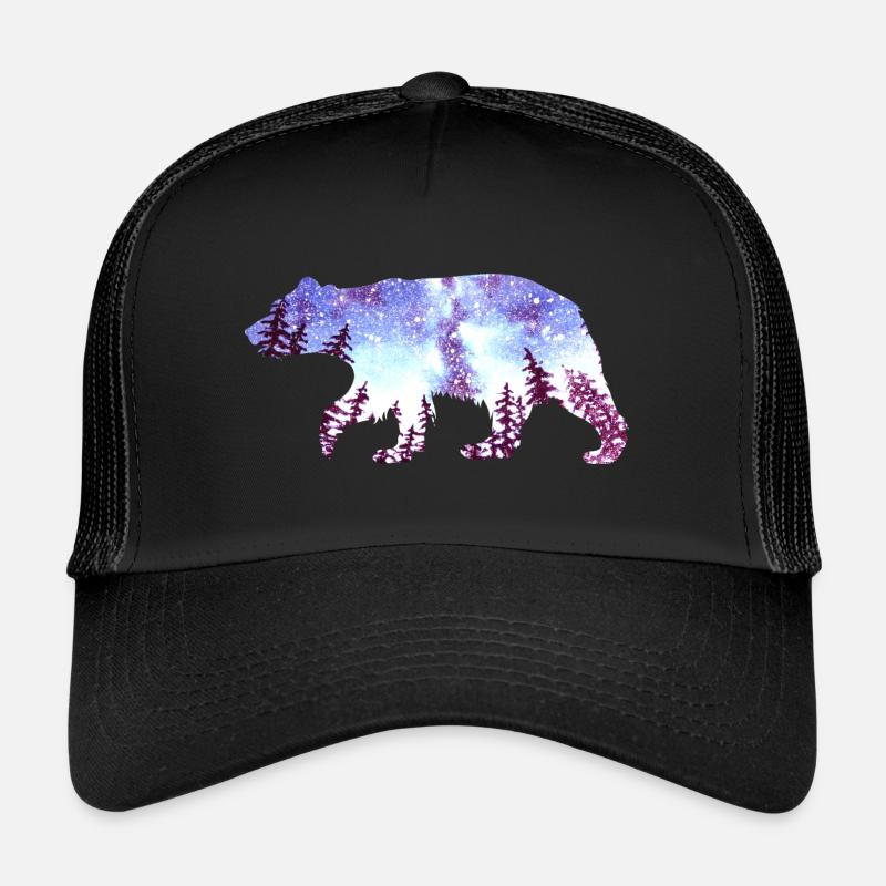 Bear Night Sky Forest Trucker Cap