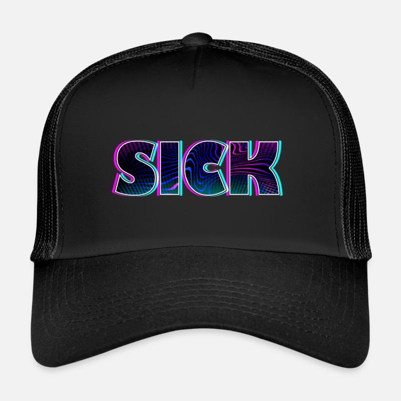 Sick sick SICK | Krankes Krank Design - Trucker Cap - Schwarz/Schwarz