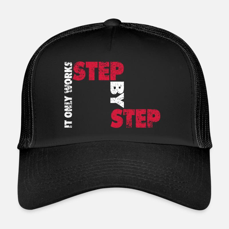 Step by Step | Schritt für Schritt - Trucker Cap - Schwarz/Schwarz
