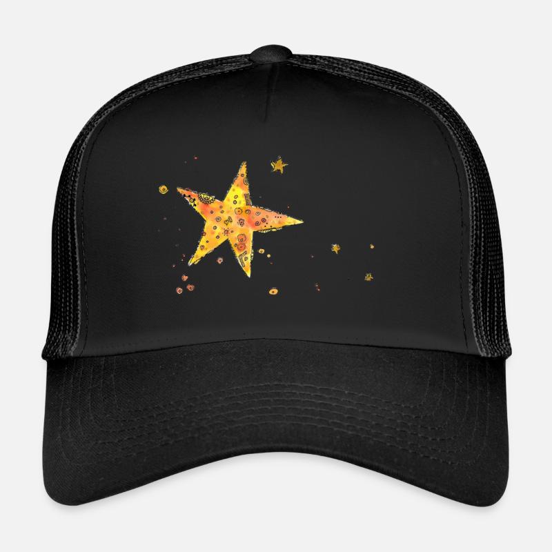 Sterne - Trucker Cap - Schwarz/Schwarz