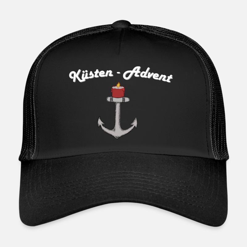 Weihnachten Advent Anker mit Kerze - Trucker Cap - Schwarz/Schwarz