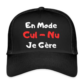 Nackte Mode Lustiges FKK-Geschenk - Trucker Cap - Schwarz/Schwarz - Vorne