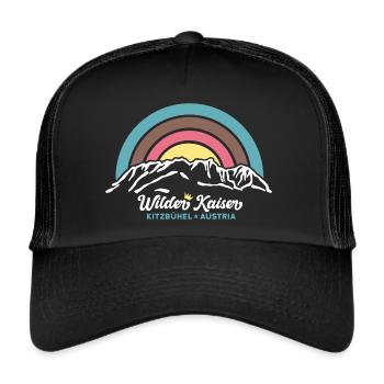 Wilder Kaiser Kaiserkrone Kitzbühel Tirol Wandern - Trucker Cap - Schwarz/Schwarz - Vorne