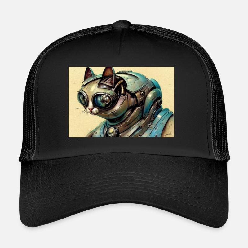 cyborg cat - Trucker Cap - black/black