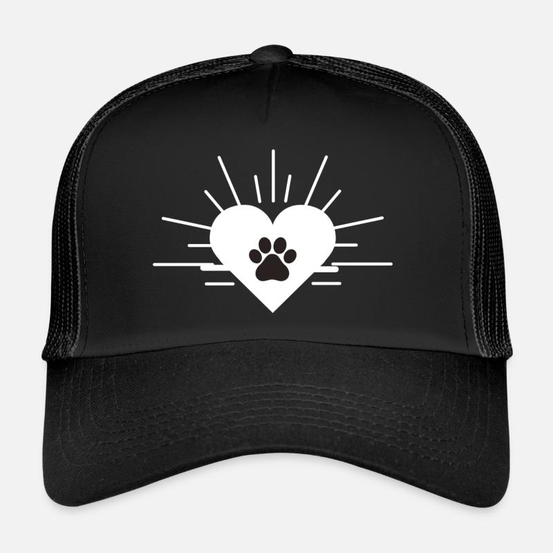 Herz mit Hundepfote - Trucker Cap - Schwarz/Schwarz