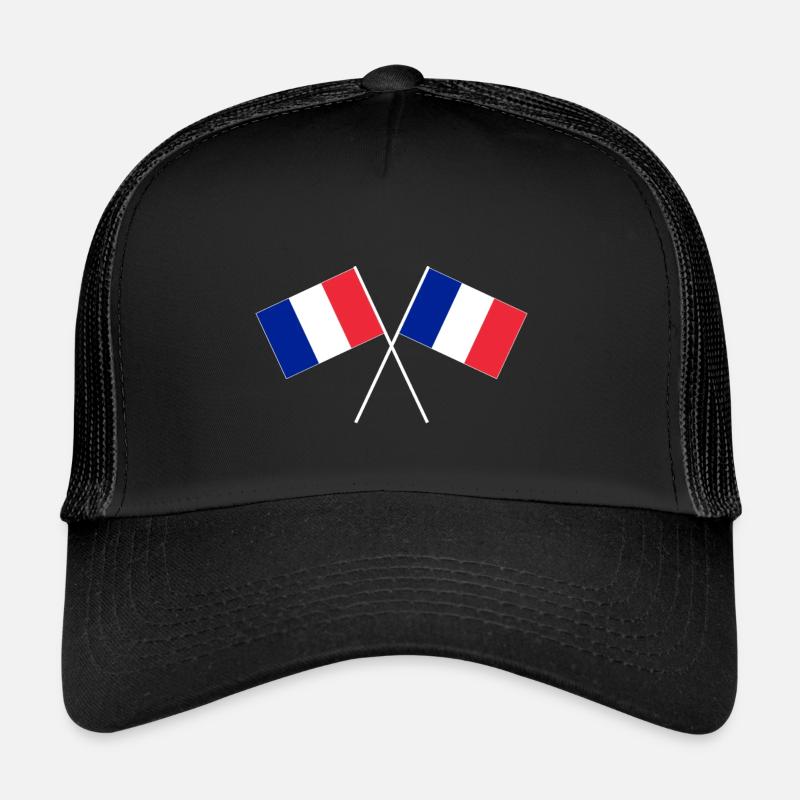 France drapeaux croisés français drapeaux - Casquette trucker  - noir/noir