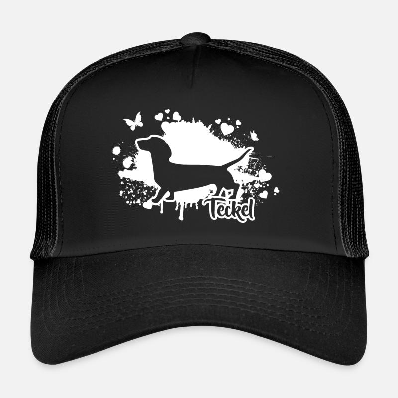 TECKEL Hunde Hund Wilsigns Jagdhunde - Trucker Cap - Schwarz/Schwarz