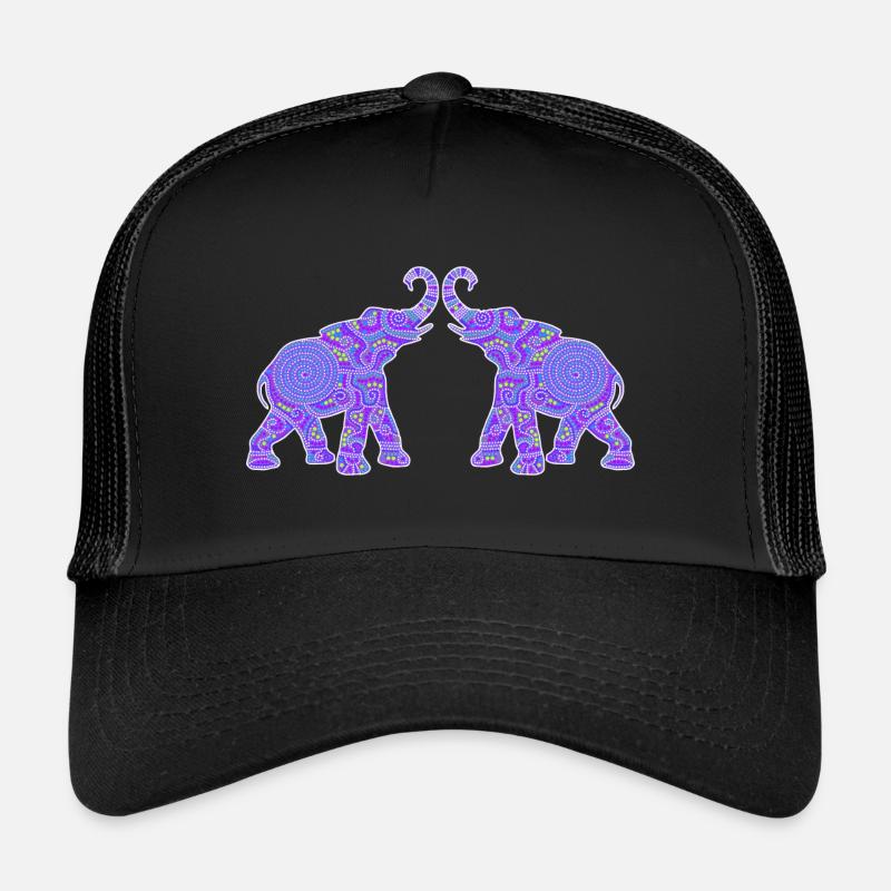 Wonderful Dot Work - Two ELEPHANTS 1 Trucker Cap