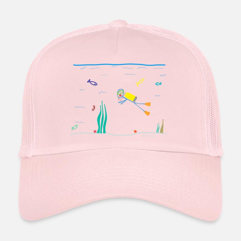 Diver stick figure, scuba oxygen Trucker Cap