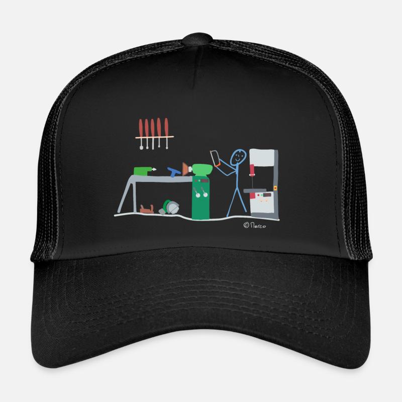 Drechsel stick figure, wood carpenter work - Trucker Cap - black/black