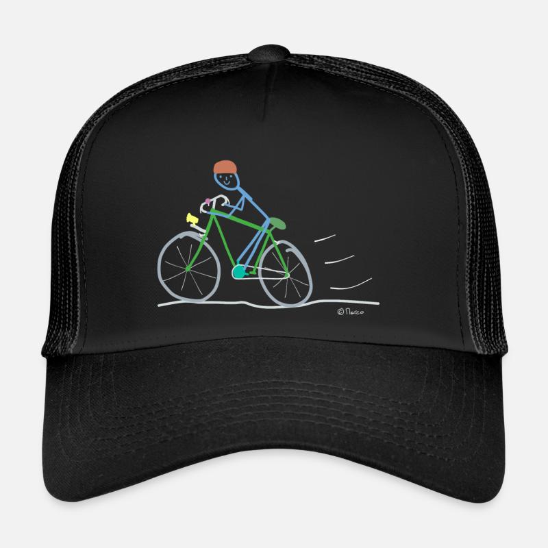 Rennrad Strichmännnchen, Umweltschutz nachhaltig - Trucker Cap - Schwarz/Schwarz