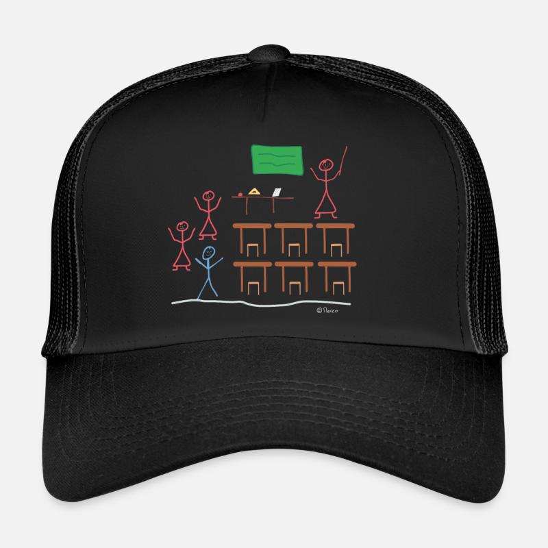 Schülerin Strichmännnchen, Schulklasse lustig job - Trucker Cap - Schwarz/Schwarz