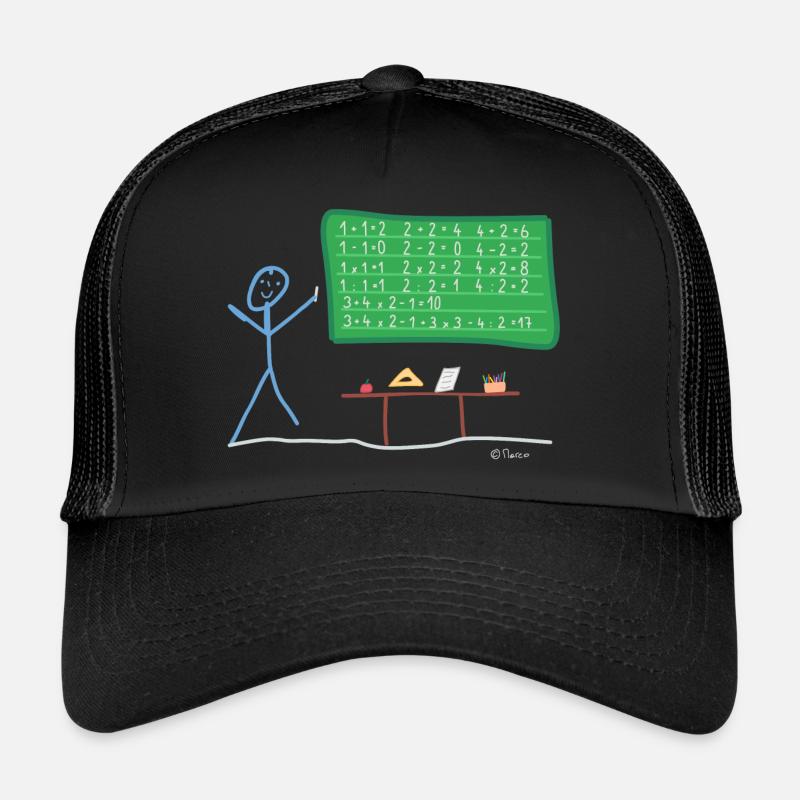 Teacher student stickman calculating math - Trucker Cap - black/black