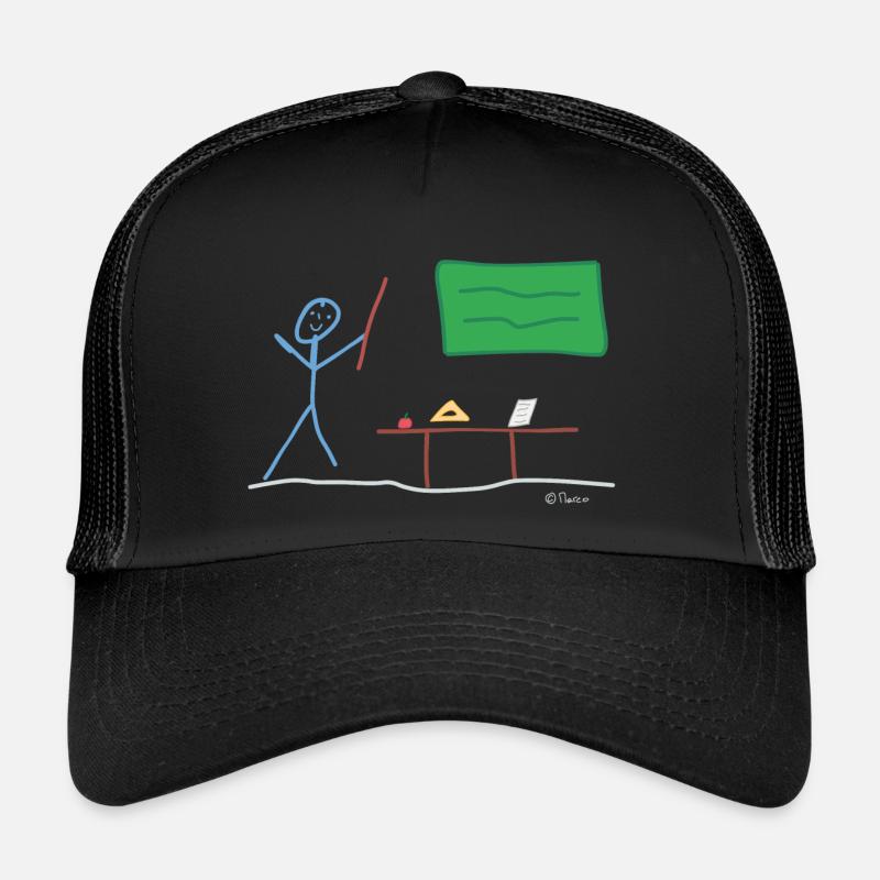 Lehrer Strichmännnchen, Unterricht Schule Beruf - Trucker Cap - Schwarz/Schwarz