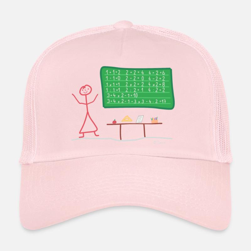 Teacher student stickman calculating math Trucker Cap