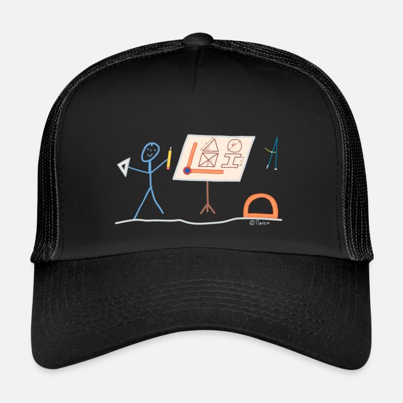 Technischer Zeichner Strichmännchen Konstrukteur - Trucker Cap - Schwarz/Schwarz