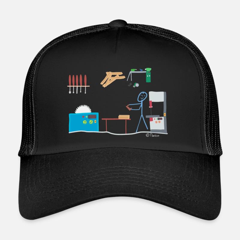 Menuisier menuisier chiffre en bois - Casquette trucker  - noir/noir