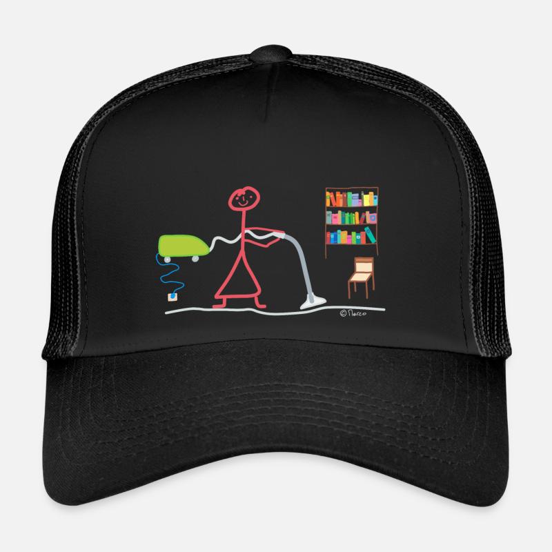 Haushalt Strichmännchen Hausfrau Staubsauger Trucker Cap