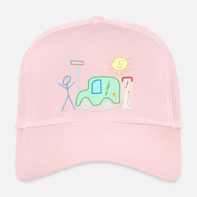 E-Auto Strichmännchen Sonne Ladesäule Spannung Trucker Cap