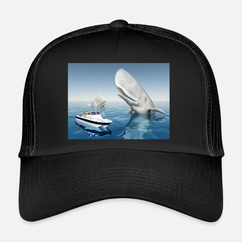 Urlaubserlebnis mit Pottwalen - Trucker Cap - Schwarz/Schwarz