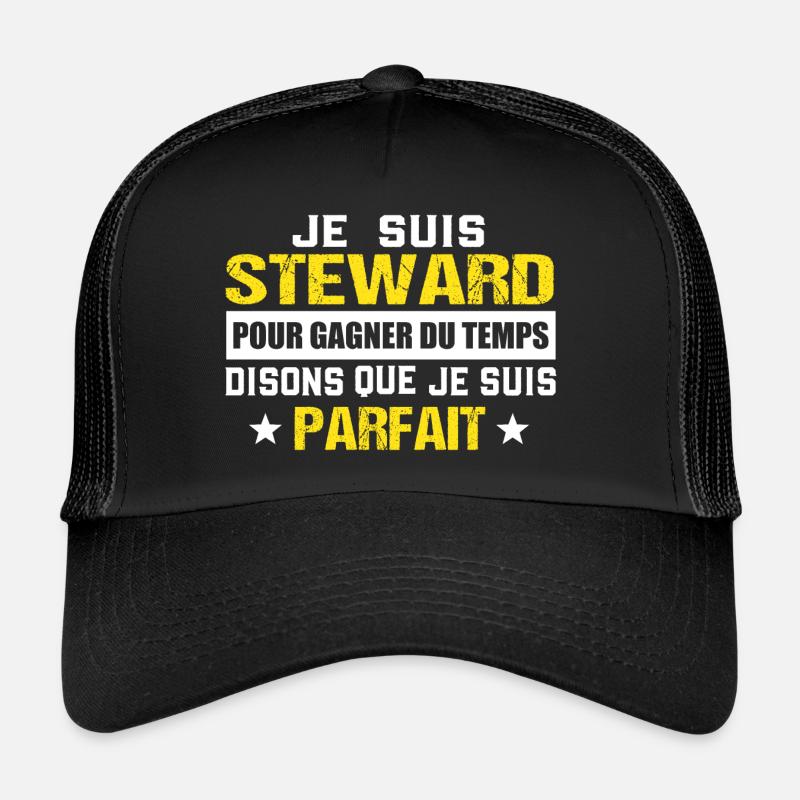 Steward cadeau drôle - Casquette trucker - noir/noir