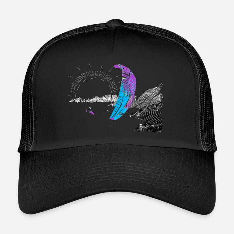 Gleitschirm Sonne Liebe Berge - Trucker Cap - Schwarz/Schwarz