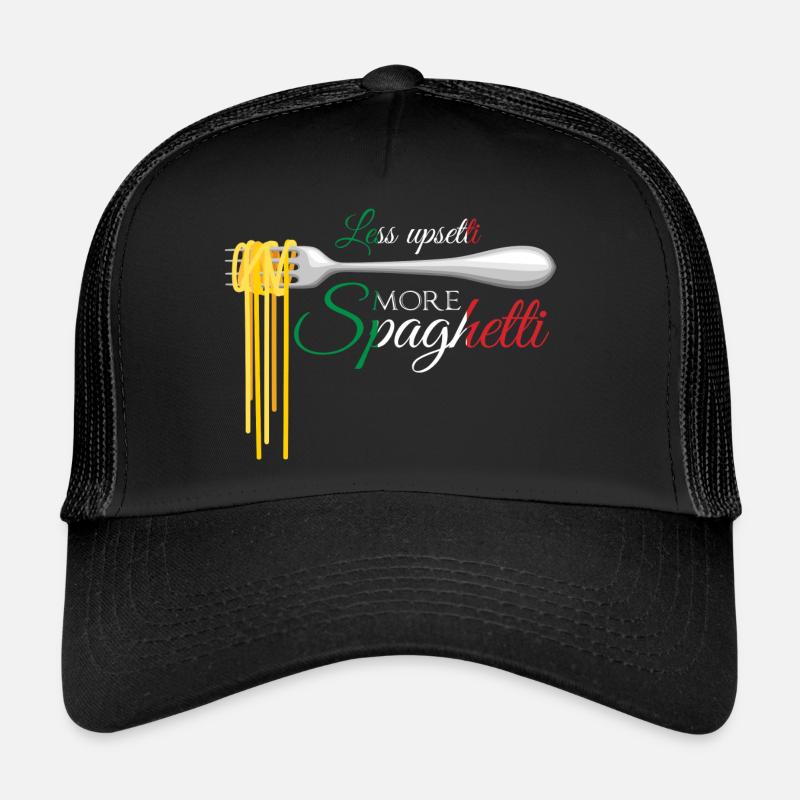 Less upsetti more Spaghetti - World Pasta Day - Trucker Cap - Schwarz/Schwarz
