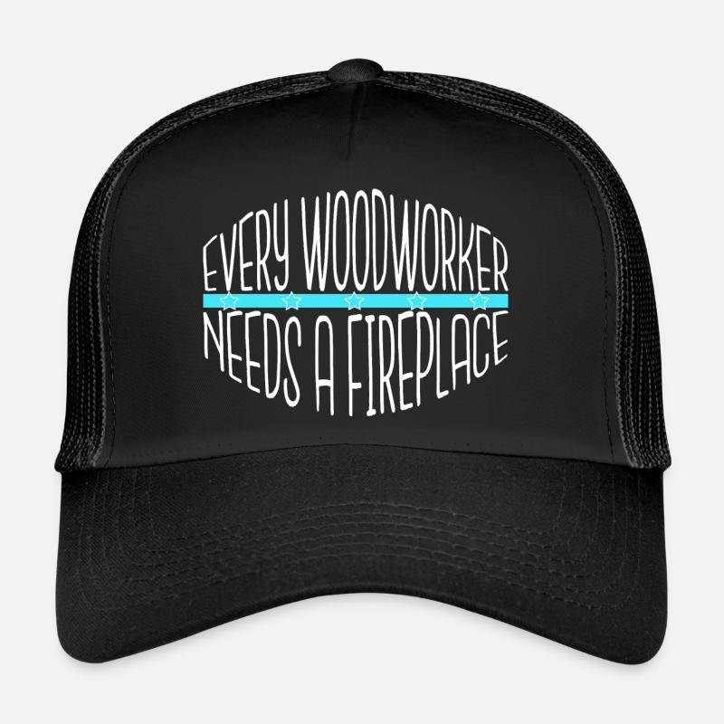 carpenter funny chop wood apprentice quote - Trucker Cap - Schwarz/Schwarz