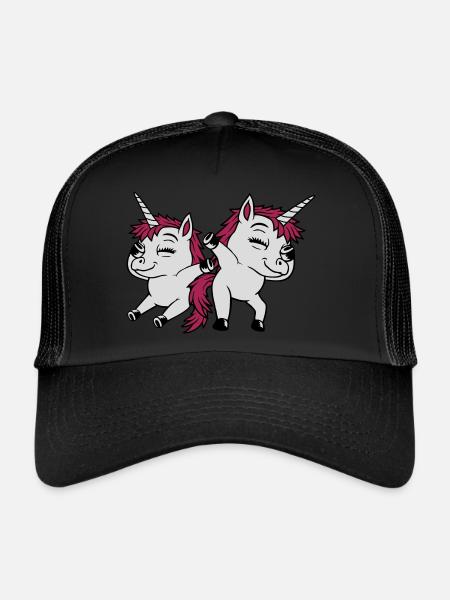 2 Dabbing dancing unicorns - Trucker Cap - black/black - Front