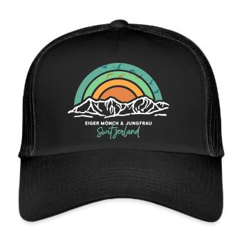 Eiger Mönch Jungfrau Jungfraujoch Schweiz Souvenir - Trucker Cap - Schwarz/Schwarz - Vorne