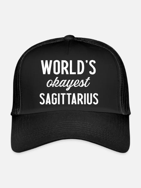 World's okayest sagittarius original gift zodiac - Casquette trucker  - noir/noir - Devant