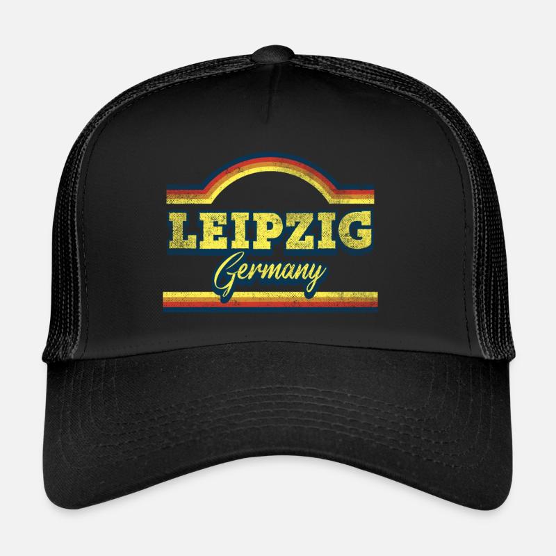 Leipzig Germany City Font Vintage Retro Trucker Cap