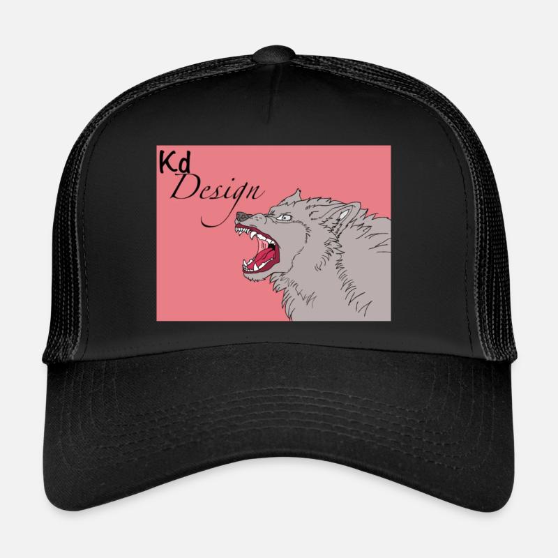 Wild wolf design - Casquette trucker  - noir/noir