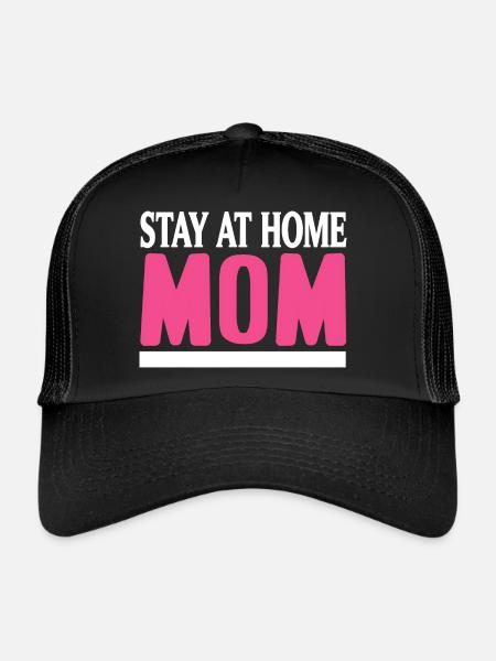 Stay At Home MOM Retro Working MOM T-Shirt - Trucker Cap - black/black - Front