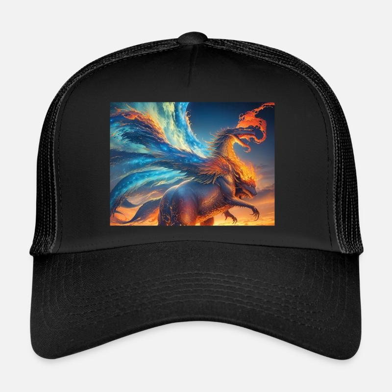 Ciel bleu rouge avec une créature générée par l’IA Casquette trucker 