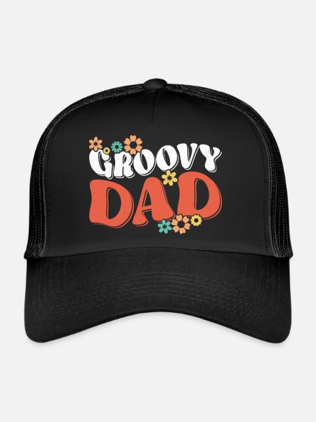 Retro Groovy Dad Matching Family 1er anniversaire Part - Casquette trucker  - noir/noir - Devant