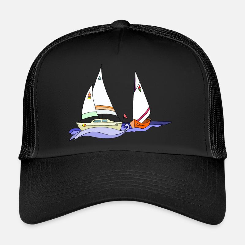 Sailboats - Trucker Cap - black/black