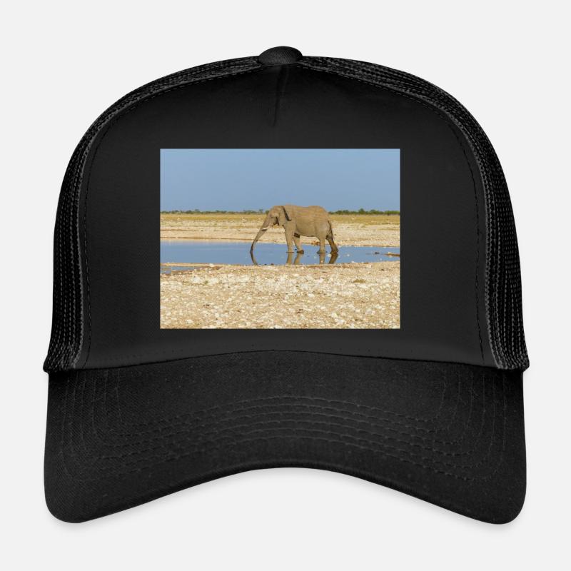 éléphant et paysage dans un parc national d’Etosha Casquette trucker 