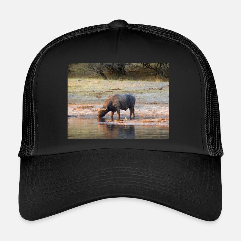 Paysage à la rivière Cubango avec le buffle du Cap Casquette trucker 