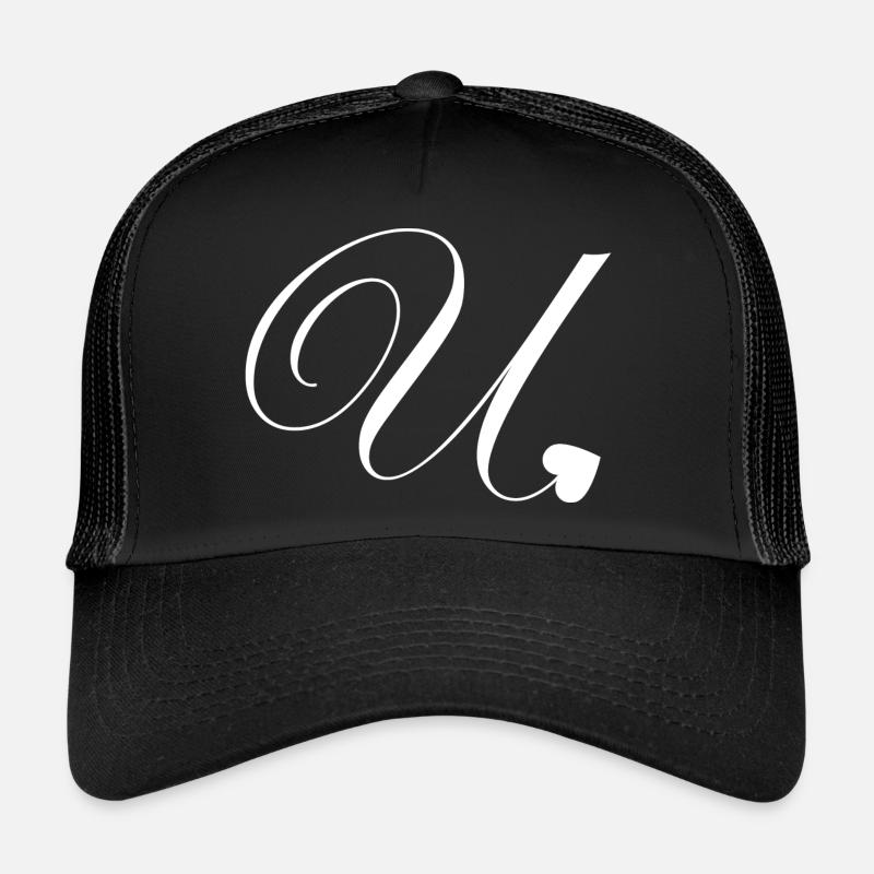 Buchstabe u Herz Kalligraphie Trucker Cap