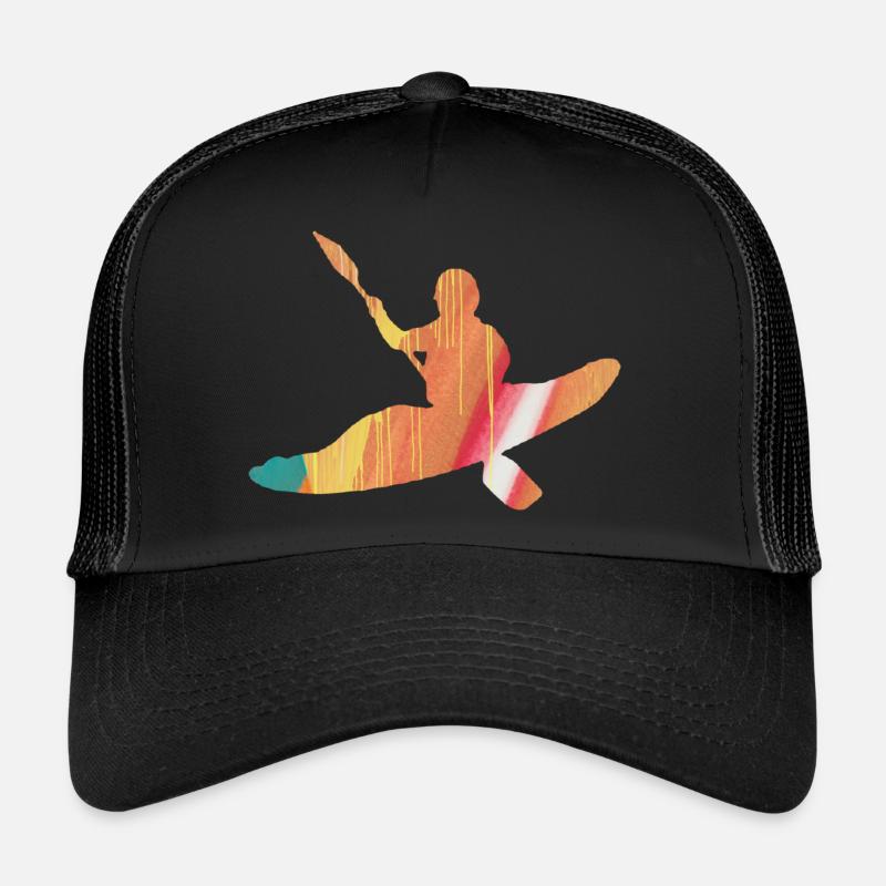 Rudern, Rafting, Kajak, Graffiti, Boot - Trucker Cap - Schwarz/Schwarz