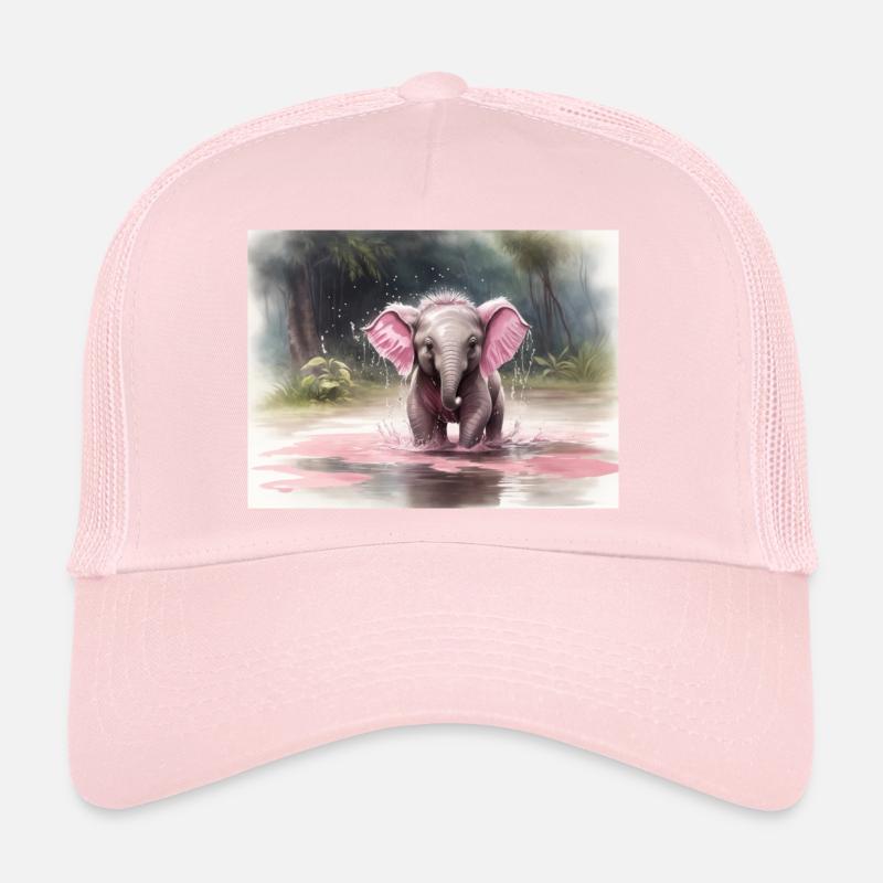gray elephant with pink ears Trucker Cap