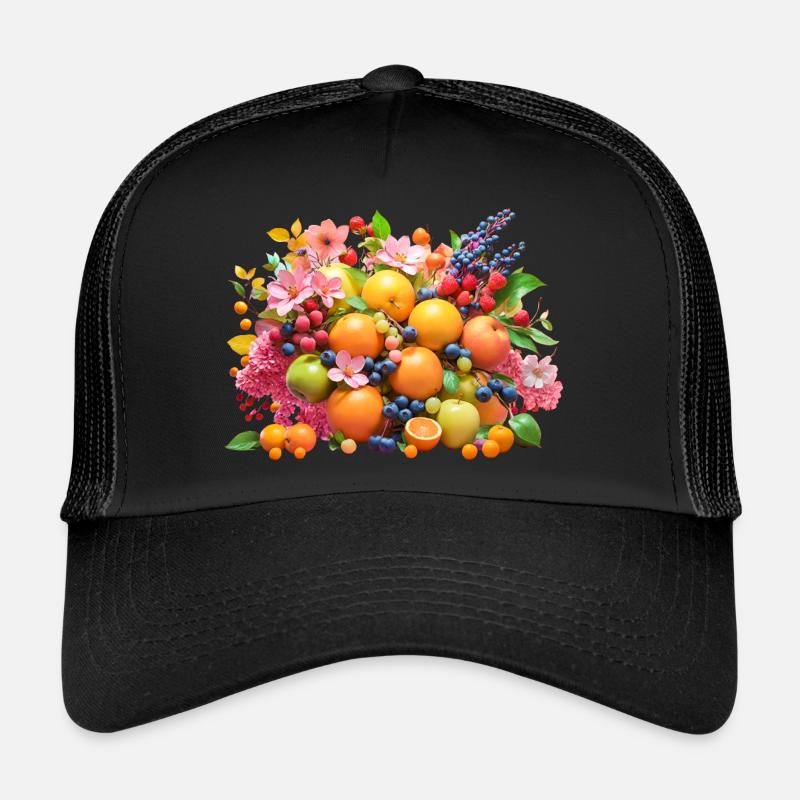 Früchte und Blüten - Trucker Cap - Schwarz/Schwarz